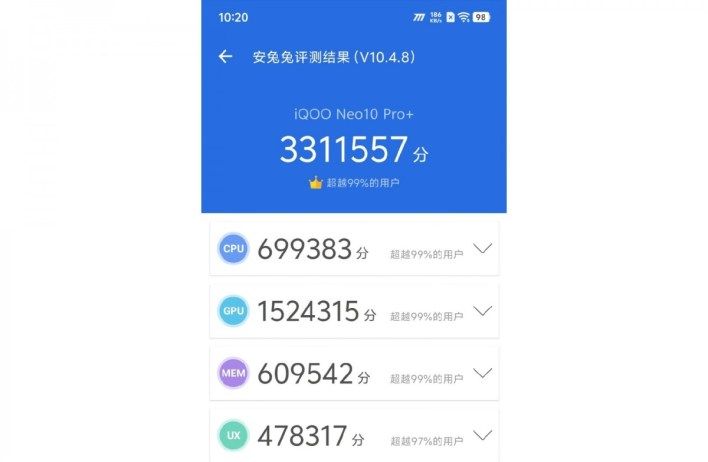 تكنولوجيا: تسريب نتائج iQOO Neo10 Pro+ على AnTuTu تكشف أداءً مذهلًا