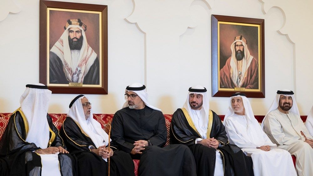 خالد بن محمد بن زايد يحضر حفل استقبال بمناسبة زفاف عبدالله بن راشد بو حسن الشامسي