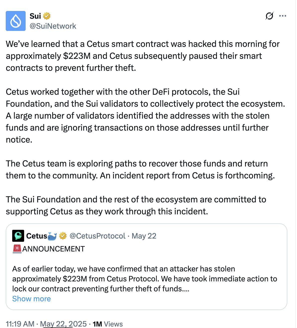 شركة أمن بلوكتشين تصدر تقريرًا بعديًا حول اختراق Cetus وتكشف سبب الخلل