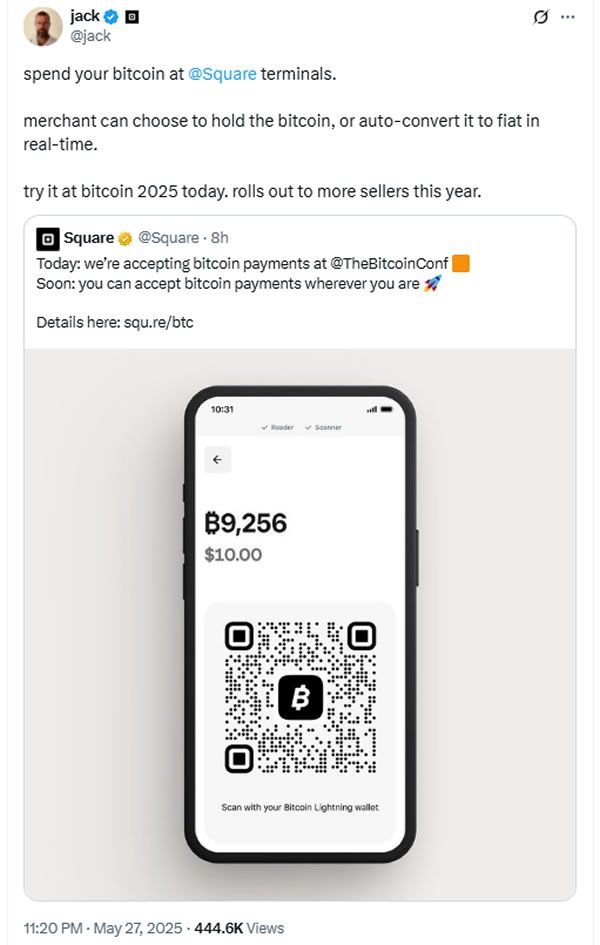 شركة Block التابعة لجاك دورسي ستُدخل مدفوعات البيتكوين إلى Square بحلول عام 2026