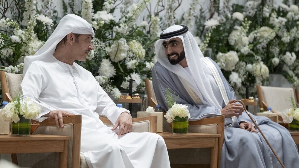 هزاع بن زايد وحامد بن زايد والشيوخ يحضرون أفراح الهاملي والرميثي