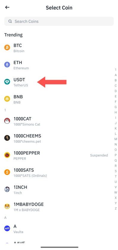شرح بالصور كيفية الحصول على عنوان الإيداع لعملة USDT على منصة بينانس