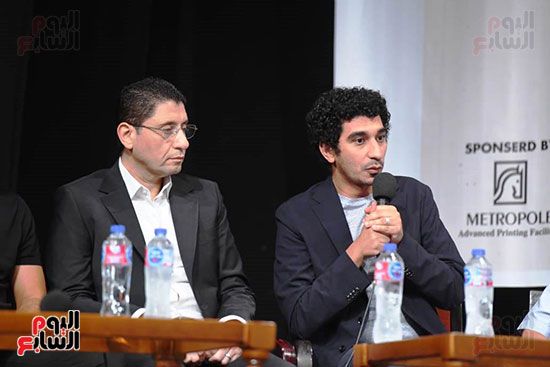 محمد شاهين وعدد من صناع مسلسل لام شمسية يحضرون ندوة المركز الكاثوليكى.. صور