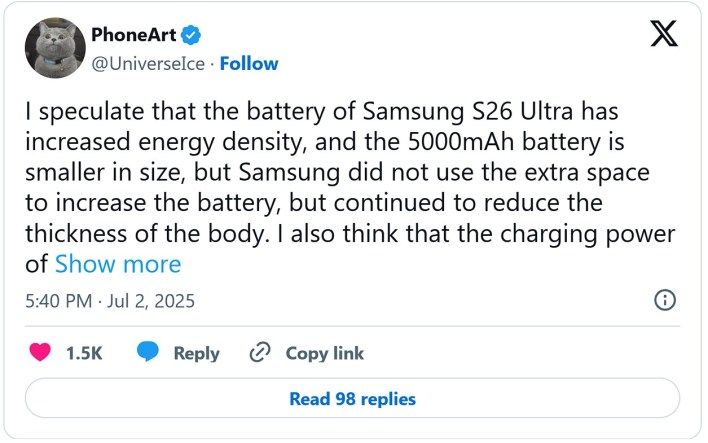 تكنولوجيا: تفاصيل سعة بطارية وكاميرا Galaxy S26 Ultra تظهر في تسريبات جديدة