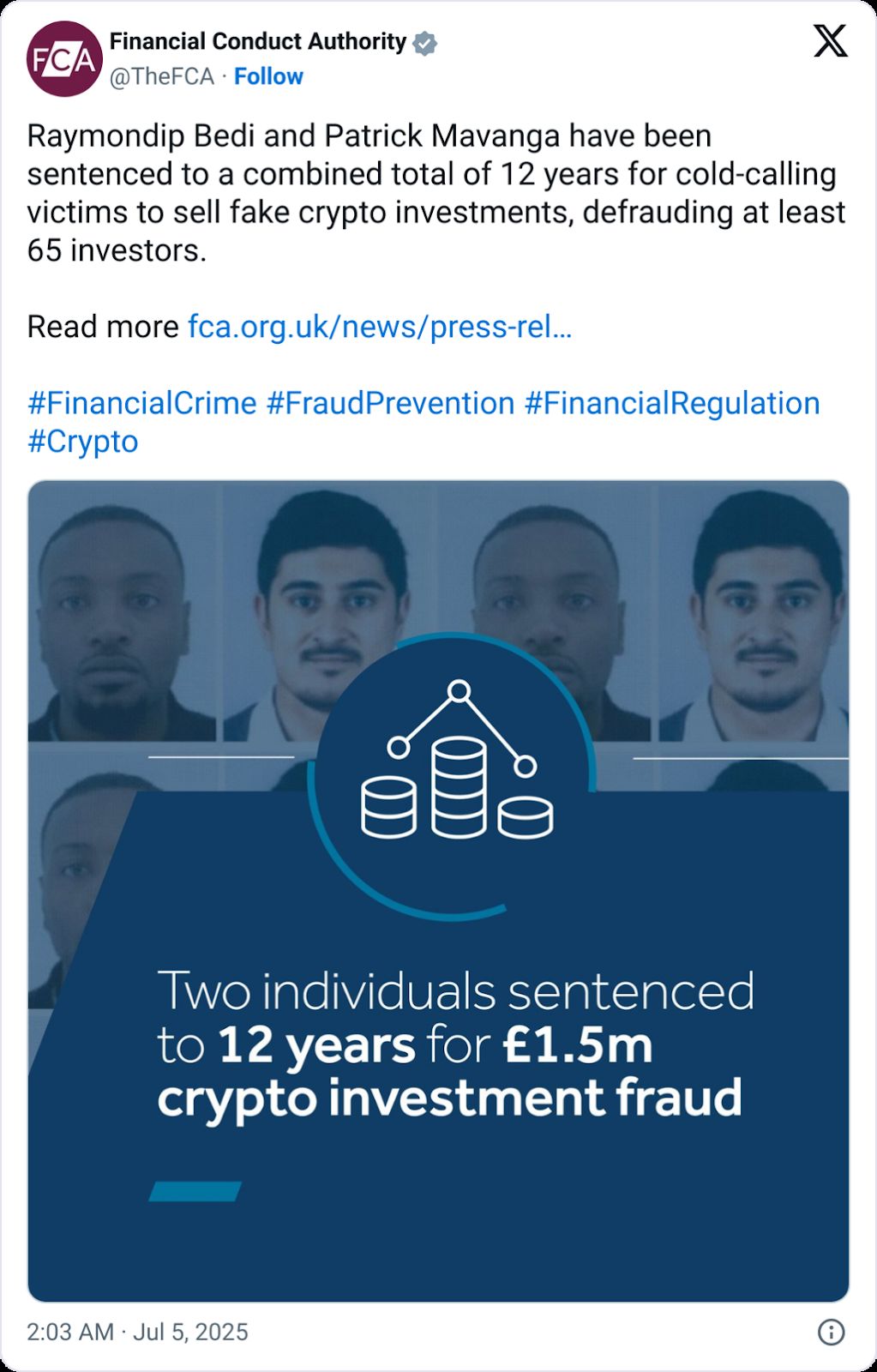 السجن لرجلين في المملكة المتحدة بتهمة الاحتيال عبر مكالمات العملات المشفّرة بقيمة 2 مليون دولار