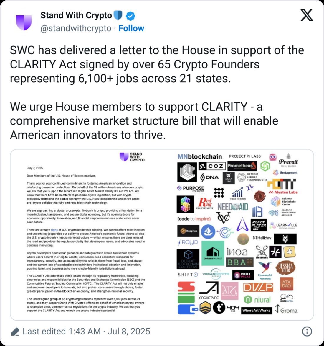 ذراع الضغط التابعة لـ Coinbase تحثّ الكونغرس على دعم مشروع قانون رئيسي لتنظيم العملات المشفّرة