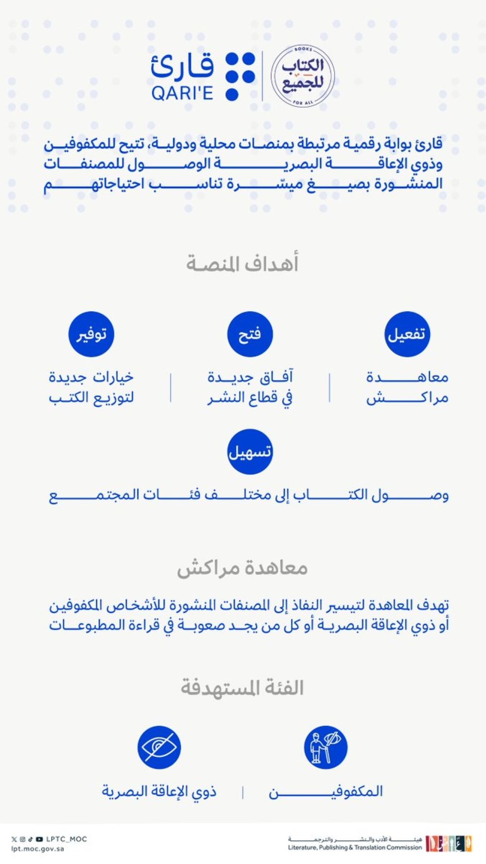 إطلاق "منصة قارئ" لذوي الإعاقة البصرية.. الخدمات والمميزات