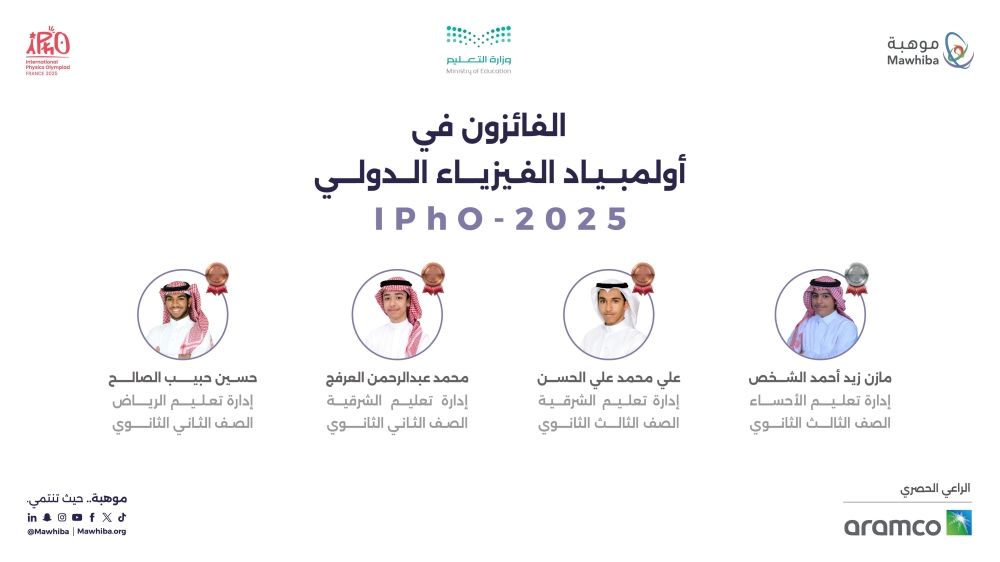 منها 3 للشرقية.. المملكة تحصد 4 ميداليات في أولمبياد الفيزياء بفرنسا