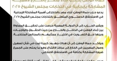 حماة الوطن يدعو أبناء مصر بالخارج لأهمية المشاركة فى انتخابات الشيوخ