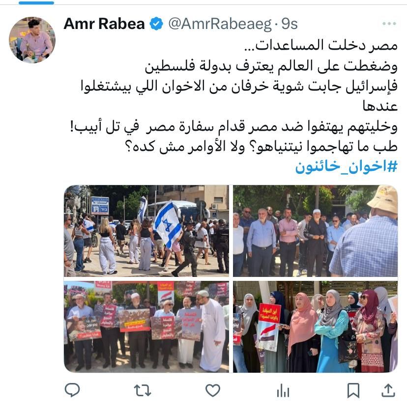 مسرحية الاحتجاج فى تل أبيب.. الإخوان يهتفون ضد مصر تحت حماية إسرائيل! - الخليج 365