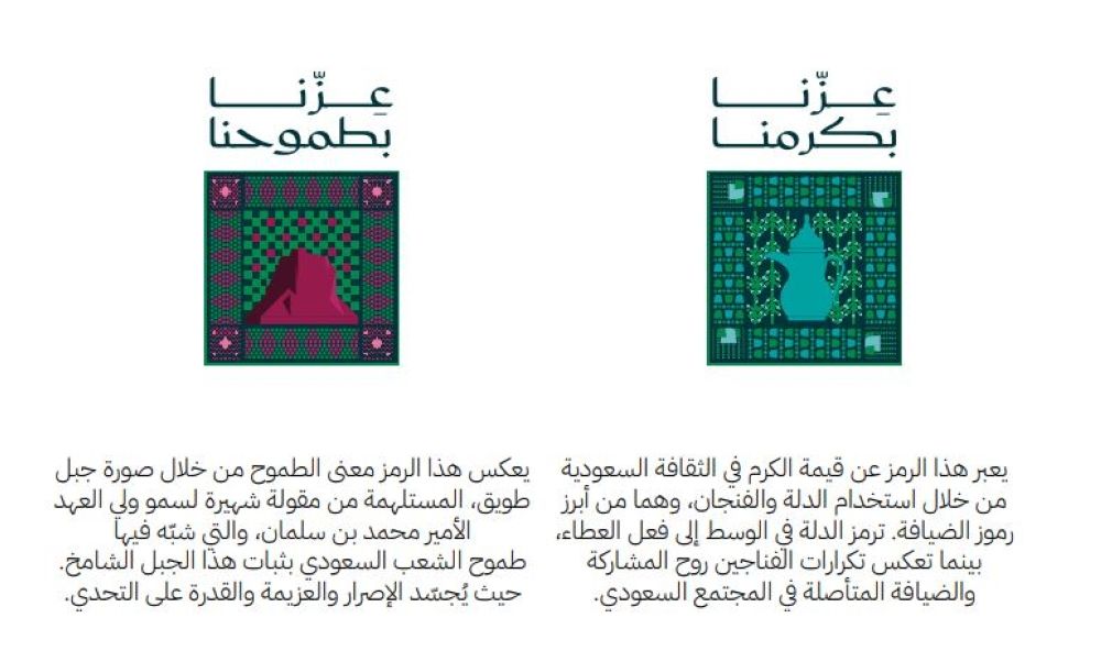 هوية اليوم الوطني 95.. عناصر بصرية وشعارات تعكس رؤية وتراث المملكة