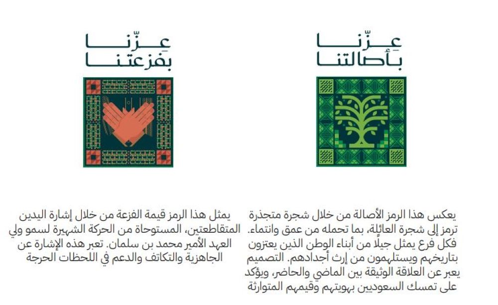 هوية اليوم الوطني 95.. عناصر بصرية وشعارات تعكس رؤية وتراث المملكة