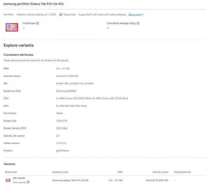 تكنولوجيا: الكشف عن تصميم ومواصفات Galaxy Tab S10 Lite عبر منصة Google Play Console