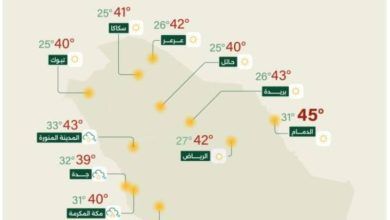 أمطار رعدية ورياح نشطة تضرب عدة مناطق في حالة الطقس