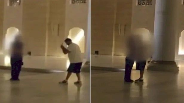 قبلات ساخنة في مسجد تركي.. فعلها سائح روسي مع صديقته (فيديو)