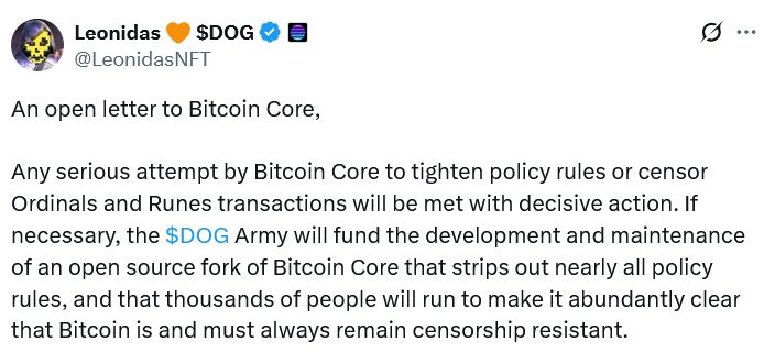 مطوّر Ordinals يلوّح بفصل نسخة من Bitcoin Core وسط مخاوف الرقابة
