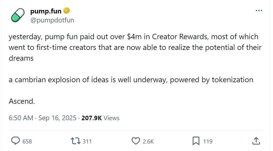 حجم التداول اليومي لـ Pump.fun يتجاوز 1 مليار دولار مع انتعاش عملات الميم في سبتمبر