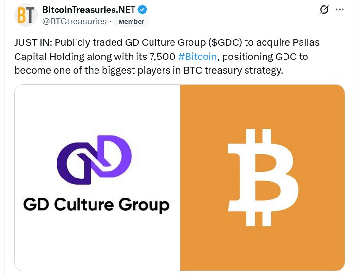 ناسداك: أسهم GD Culture تهوي بعد صفقة استحواذ على بيتكوين بقيمة 875 مليون دولار