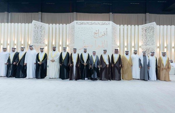 حكام الشارقة وأم القيوين ورأس الخيمة وأولياء العهود والشيوخ يشهدون حفل زفاف الشيخ أحمد بن سلطان بن محمد القاسمي
