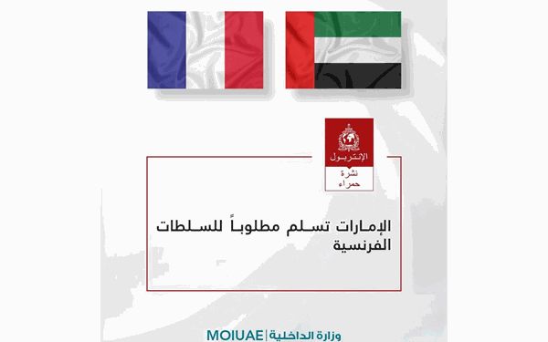 الإمارات تسلم مطلوباً للسلطات الفرنسية