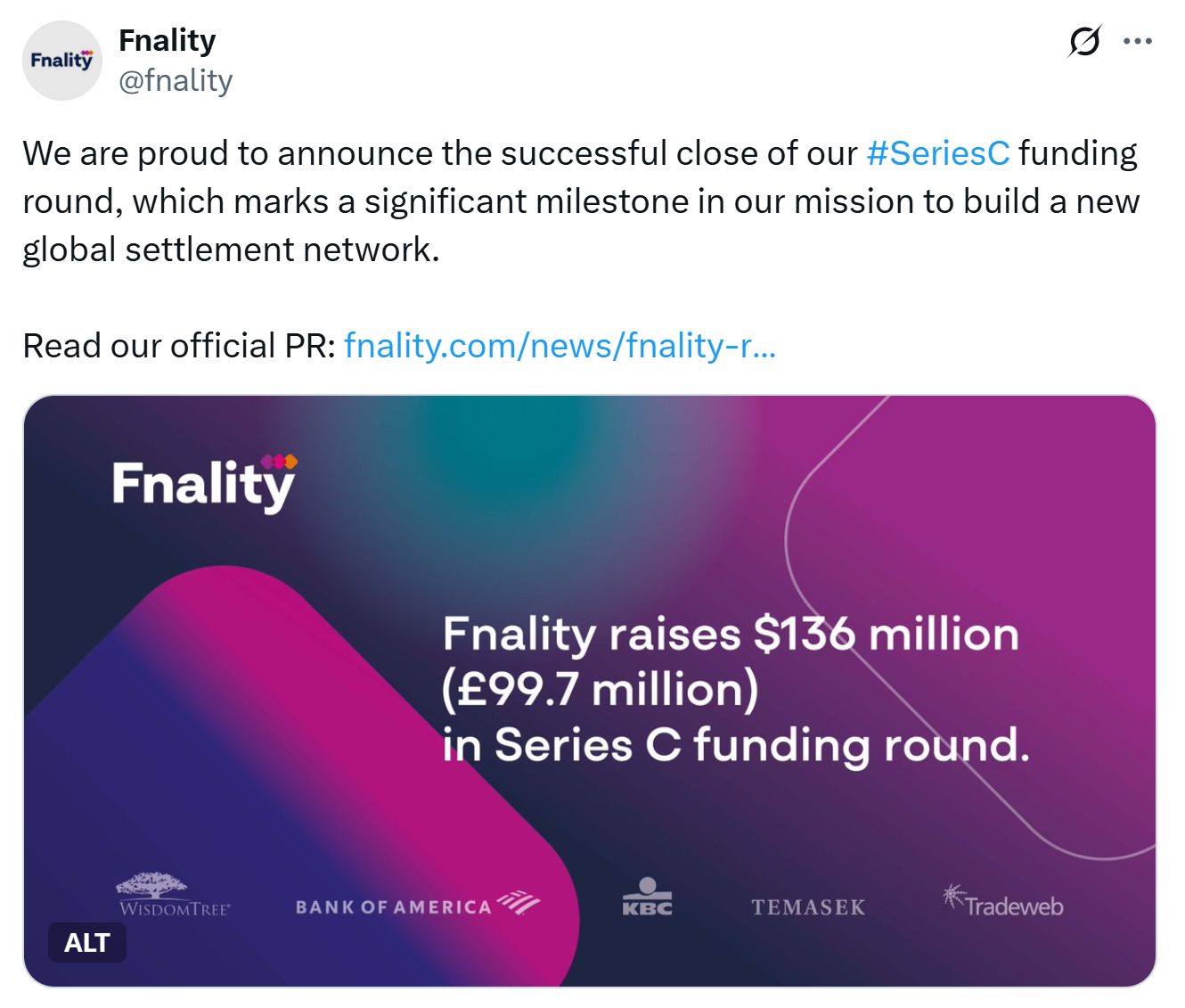 شركة Fnality لمدفوعات البلوكشين تجمع 136 مليون دولار في جولة بقيادة بنوك كبرى