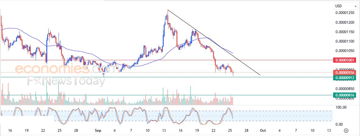 سعر عملة بيبي (PEPEUSD) يستعد لكسر دعم محوري – تحليل – 25-09-2025