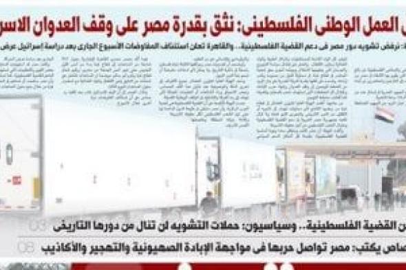 الخليج 365.. فصائل العمل الوطنى الفلسطينى: نثق بقدرة مصر على وقف عدوان إسرائيل
